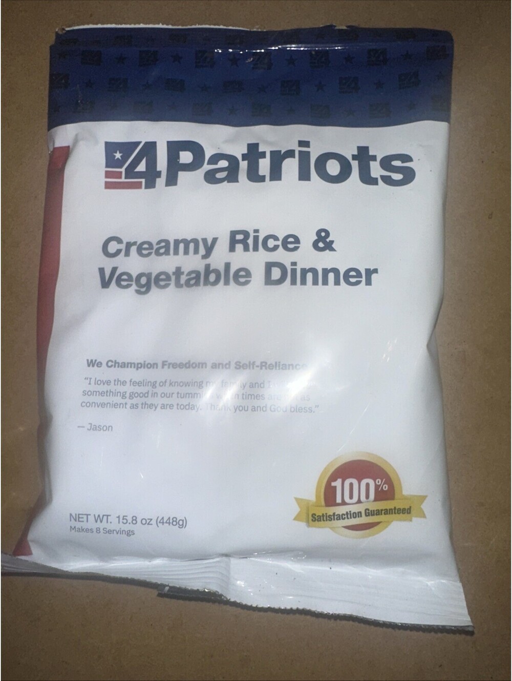 4Patriots Creamy Rice & Vegetable Dinner Survival Emergency Food 8 servings MRE